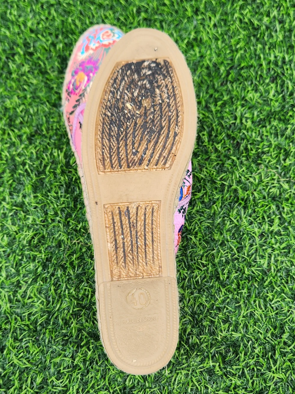 FABIOLAS Women's Floral Embroidered Espadrille Flats Size 9 Pink Slip-On Shoes